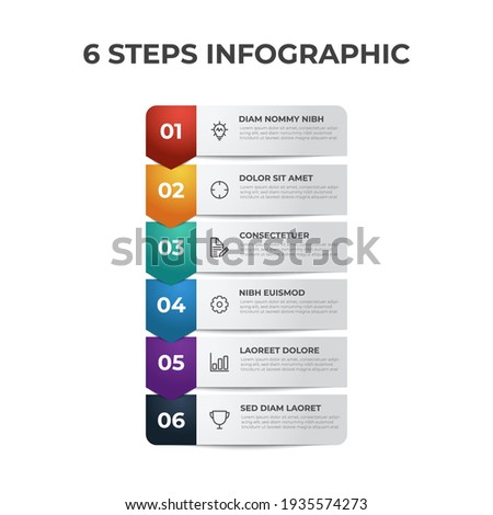 6 points of steps, list diagram layout with number, infographic element template vector 商業照片 © 