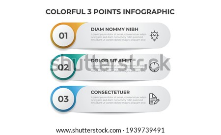 Colorful list diagram with 3 points of steps, infographic element template vector. 商業照片 © 