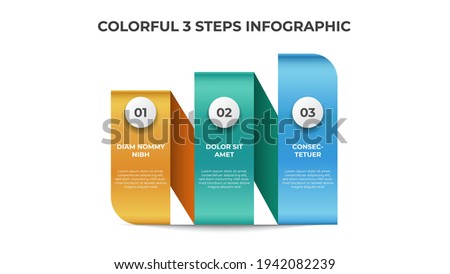 Colorful 3 points of steps with stair list layout design, infographic element template vector