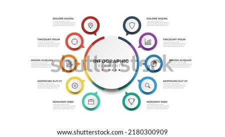 10 list of circular layout diagram with icons, infographic element template