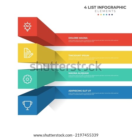 4 points of steps diagram, 3D list layout, infographic element template vector with icons