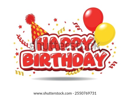 Similar – Image, Stock Photo Happy birthday. Birthday greeting with writing and red hearts on a white cloth in the garden of a house