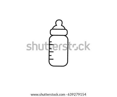 Vector outline icon of a baby bottle. Child care vector icons