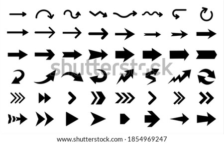 Arrows vector icons isolated on white background. Big vector set of black arrow signs and direction pointers.