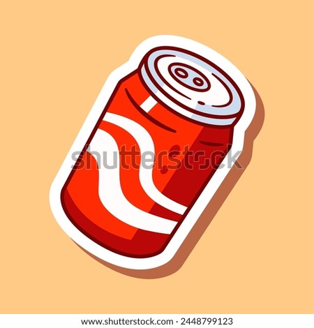 Soda can illustration, vector. Tin can of lemonade sticker