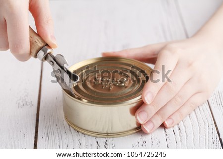 Similar – Image, Stock Photo open hard iron can for food