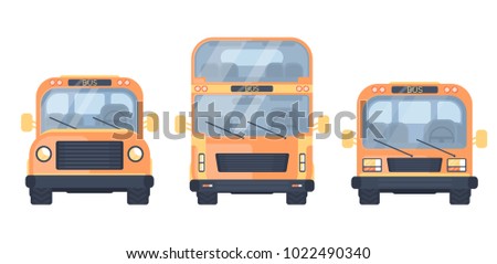 Set of city and school bus. Vehicle for transportation passengers.