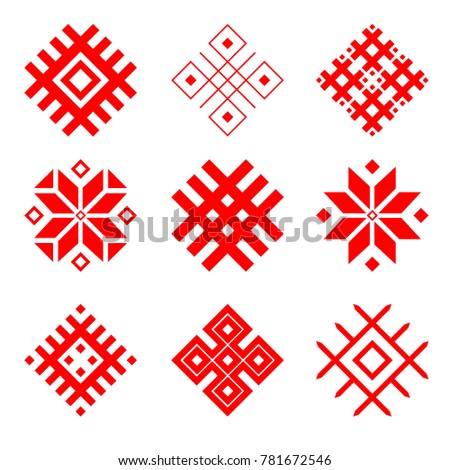 Set of national belarus ornament. Slavic ethnic pattern.