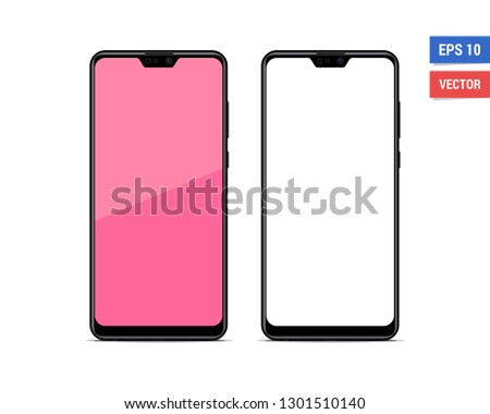 Realistic vector flat mock-up smartphone isolated on white background. Scale image any resolution