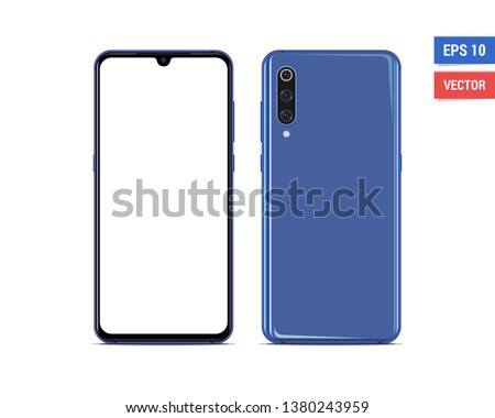 Realistic vector flat mock-up Xiaomi Mi9 isolated on white background. Scale image any resolution
