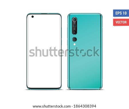 Realistic vector flat mock-up Xiaomi Mi10 isolated on white background. Scale image any resolution