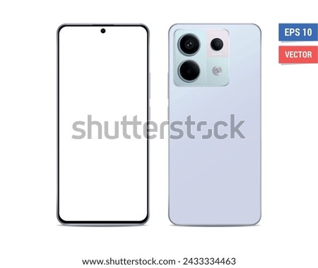 Realistic vector flat Xiaomi Redmi Note 13 Pro 5G mockup with blank screen isolated on white background