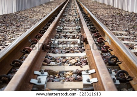 Close up railway nails track