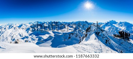 Winter panorama landscape from Mont Fort and famous Matterhorn, Dent d'Herens, Weisshorn; Tete Blanche in the background, Verbier, 4 Valleys,  Photo stock © 