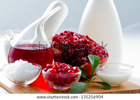 Organic cosmetics - Pomegranate, alternative medicine, healthy cosmetics concept