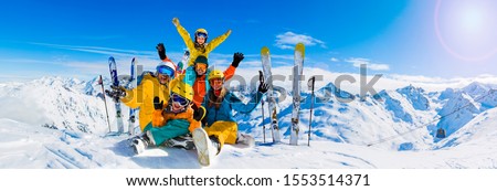 Similar – Image, Stock Photo happy child girl skiing in winter snowy forest