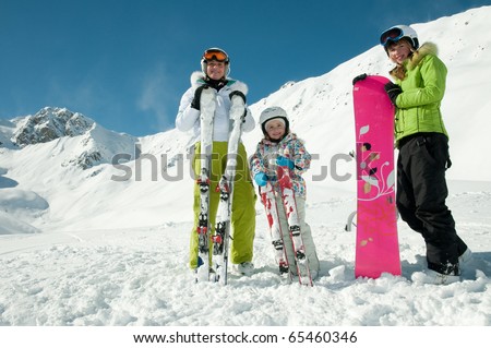 Family winter vacation in ski resort