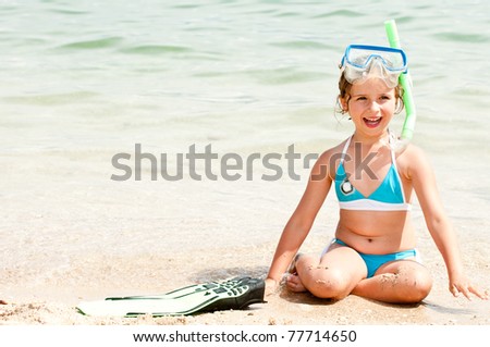 Summer vacation - snorkel girl portrait (space for text)