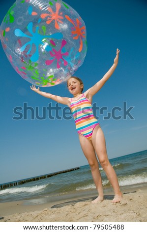 Little girl playing at the beach (no name toy)