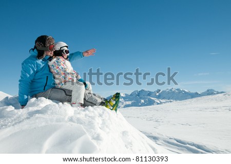 Winter, ski vacation - family in winter resort