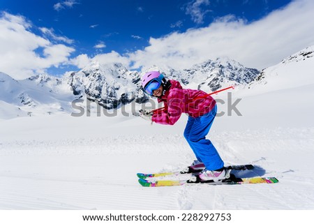 Skiing, winter sport  - skier on mountainside