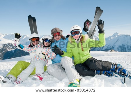 Similar – Image, Stock Photo happy child girl skiing in winter snowy forest