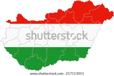 Map and flag of Hungary 