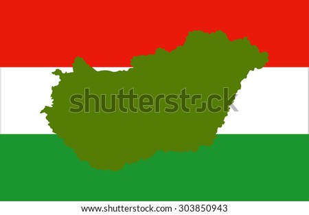 Hungary map on a flag background