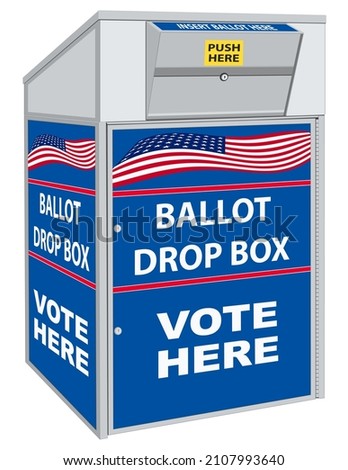 USA Ballot Drop Box, Vote Here, container - Vector Illustration