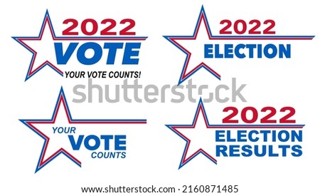2022 Vote Election with red, white, and blue star - Vector Illustration