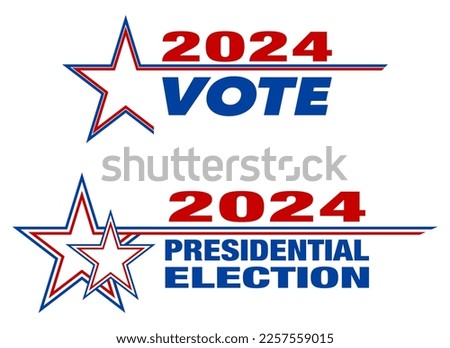 2024 Vote Election with red, white, and blue star - Vector Illustration