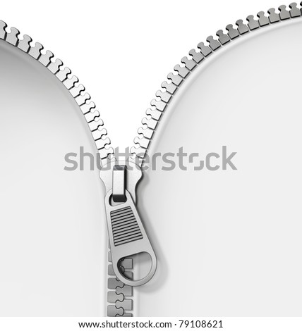 Opened Zipper Revealing A White Background Stock Photo 79108621 ...