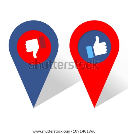 Like and Dislike Icon. Navigation icon. Thumbs Up and Thumb Down, Hand or Finger Illustration. Symbol of Positive and Negative. Rate Choice for Social Media, Web and Apps. Vector illustration