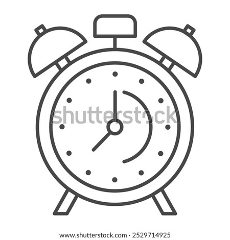 Alarm Clock Isolated on White Background Vector Line Icon