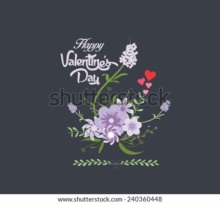 Happy valentines day with flower purple romantic