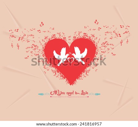 Valentines day music elements greeting card