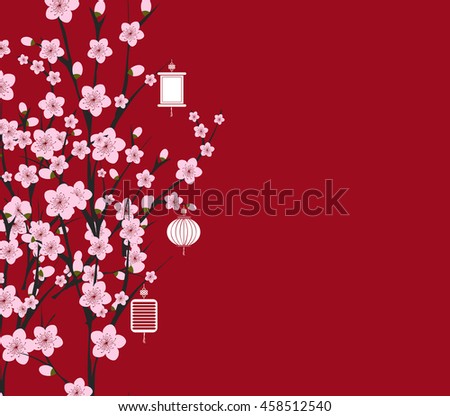 Traditional Chinese New Year. Blossom Background. Stock Photo 458512540