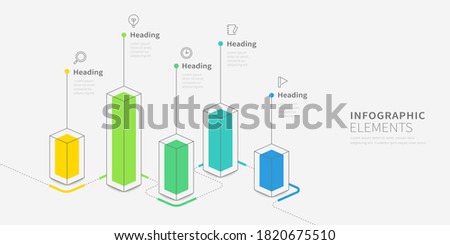Modern infographic design template, vertical bars with icon elements