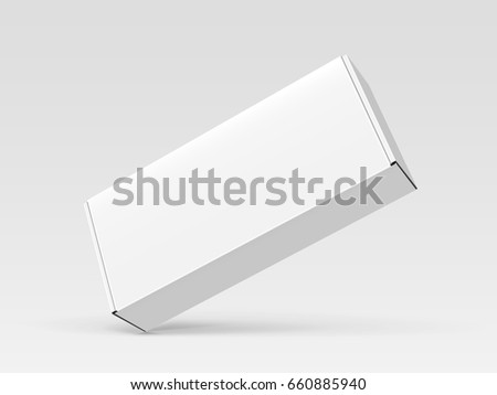 left tilt white blank box, isolated gray background, 3d illustration, elevated view