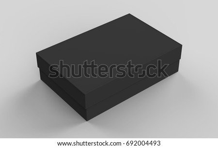 flat black box mockup blank box template isolated on grey in 3d