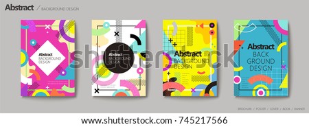 Abstract background design, geometric memphis style design in colorful tone