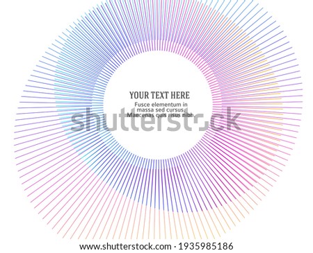 Design elements. Wave of many purple lines circle ring. Abstract vertical wavy stripes on white background isolated. Vector illustration EPS 10. Colourful waves with lines created using Blend Tool 商業照片 © 