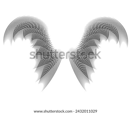 Wings black logos icons or logotypes, graphic design modern style elements, geometric wavy stripe. Vector illustration EPS 10 bat wings or angel isolated style for event