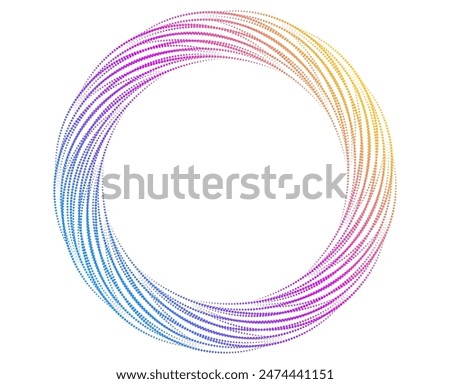 Design elements. Wave of many purple lines circle ring. Abstract vertical wavy stripes on white background isolated. Vector illustration EPS 10. Colourful waves with lines created using Blend Tool
