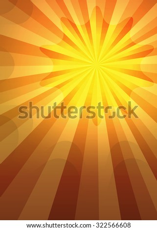 Summer background with broun yellow rays summer sun light burst. Hot announcement with space for your message. Sun illustration  for design presentation, brochure layout page, cover magazine