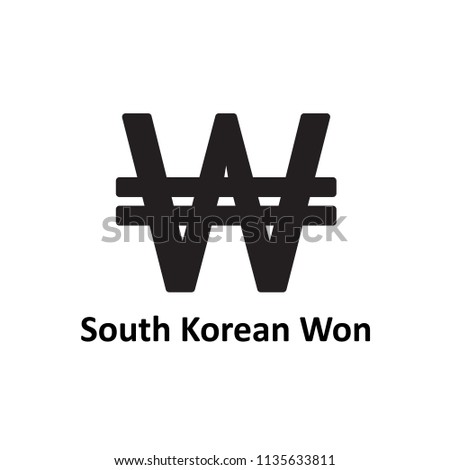 South Korean Won symbol icon. Vector.