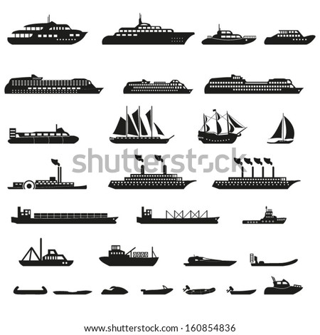 Set of ships and boats