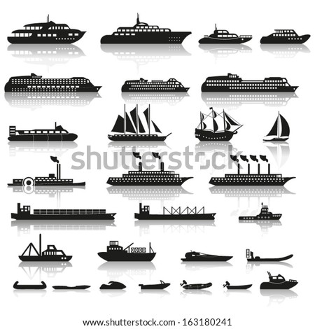 Set of ships and boats