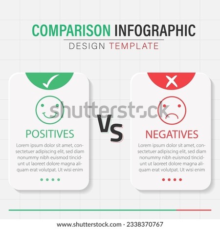 Comparison Infographic Design Template, business presentation concept with 2 options, To do list or planning icon, Good, bad, Positive, Negative, vector illustration. Foto stock © 