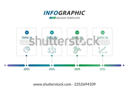 Timeline Creator infographic template. 4 Step timeline journey, calendar Flat simple infographics design template. presentation graph. Business concept with 4 options, vector illustration.